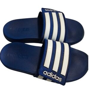 Adidas Adilette Slides Slip-On Comfort Adustable Blue White Unisex Kid's Size 1